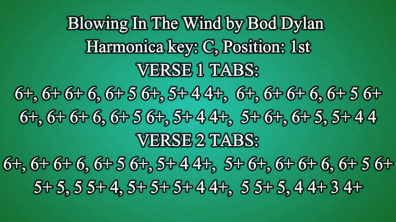 Tabs per armonica: Bob Dylan Blowing in the wind