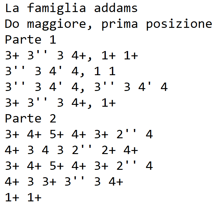 tablatura per armonica: La famiglia Addams