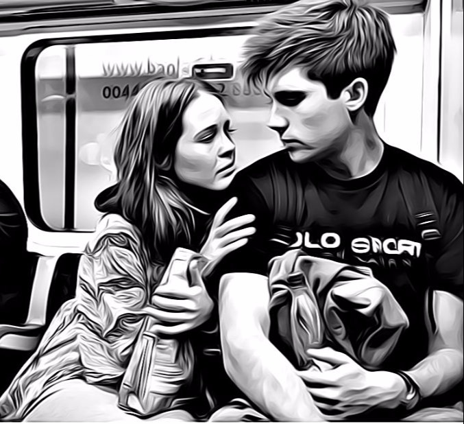 Due innamorati sulla metro