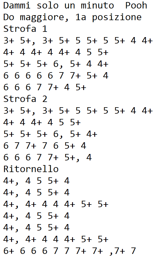 Tabs per armonica: dammi solo un minuto dei Pooh